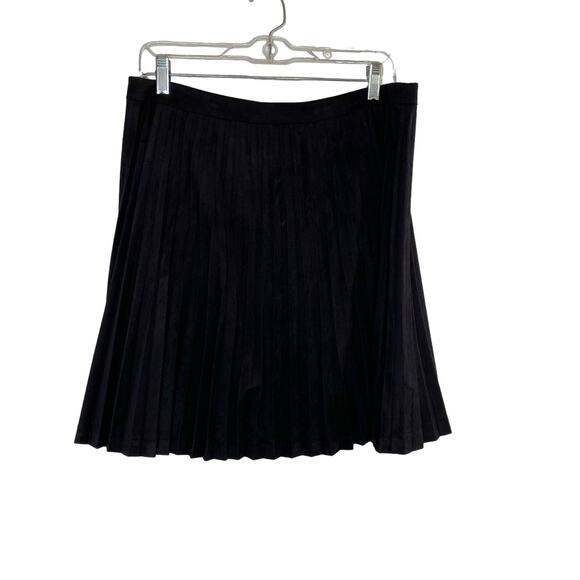 Oasis Black Faux Suede Pleated Midi Skirt US 10 Medium M - Picture 12 of 13